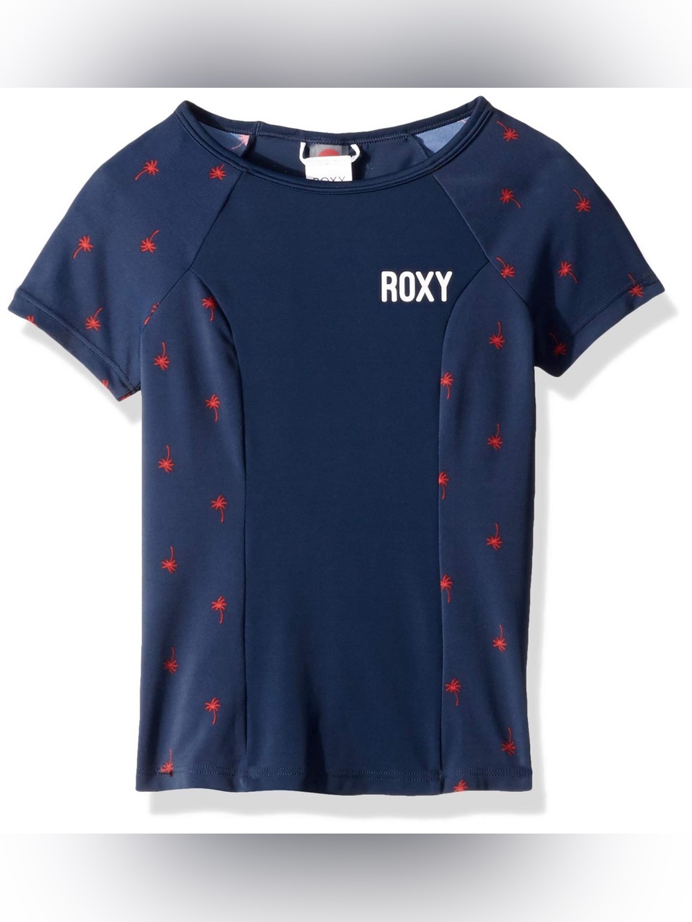 Roxy Girls Chasing Love Rash Guard Size 14 XL NWT Blue Palm Tree Swim Shirt